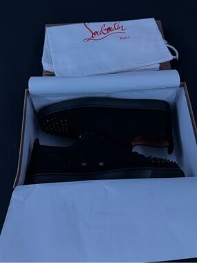 Christian Louboutin Men’s Black Suede Sneakers with Spikes